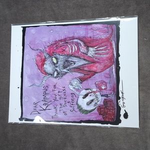 Gus Fink Studios Dear Krampus Thank You For The Gift...Suffering 8.5" x 11" NEW